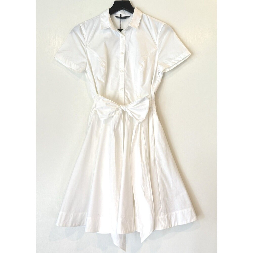 NWT Armani Exchange White Cotton Shirt Dress Sz 2 Belt Preppy Coastal
